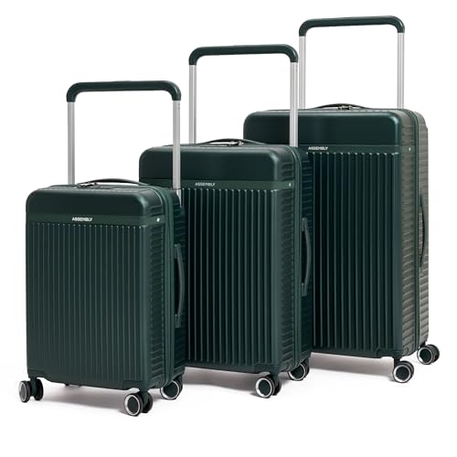 Image of Assembly Rover Trolley Bag Set of 3 20, 24, 28 Inch Hard Shell Polycarbonate Luggage Set Wide Trolley Design with TSA Lock 8 Spinner Wheels, Green