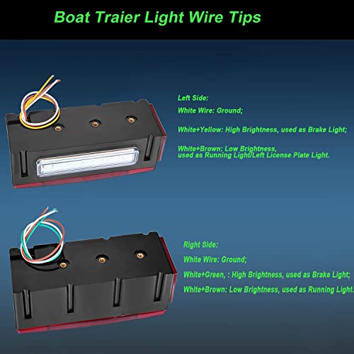 Serlainxin Boat Trailer Lights, Low Profile Rectangular Trailer Lights Led Kit, Ip68 Waterproof Trailer Rear Lights, Combo Stop Turn Running Brake License Plate Lights For Trailers, Truck, Boat Etc #TOP7