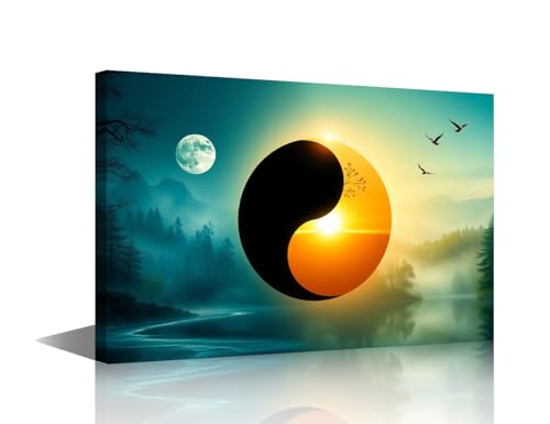 Impression sur toile Yin Yang équilibrée cadre tableau mural contemporain zen