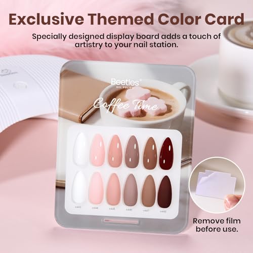 Image of Beetles Nude Gel Polish Set - 15ML Full Size 6 Colors Neutral White Pink Nude Brown Gel Nail Polish Kit Coffee Time Collection Soak Off UV LED Gel Long Lasting Glossy Finish Gifts for Women