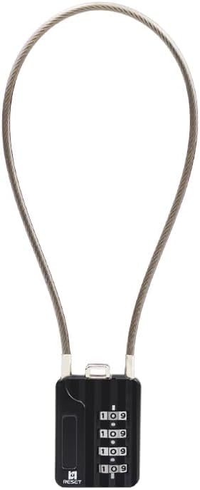 Miniatura 2 de RESET -200 candado de cable flexible de combinación de 4 dígitos, 12 pulgadas (11.8 in) de largo, cable de 0.118 in de diámetro para tapa de basura,