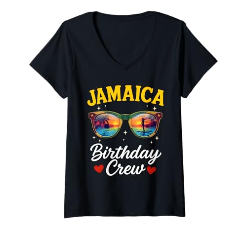 Donna Jamaica Birthday Crew 2026 Girls Trip Jamaica Cruise Squad Maglietta con Collo a V