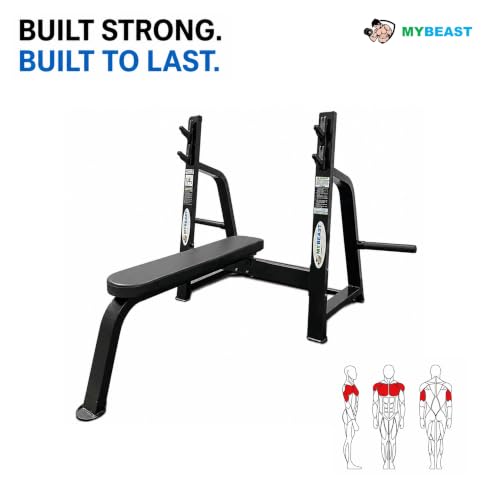 Image of Mybeast Olympic Flat Bench Press For Commercial Use For Targetting Flat Chest Muscles For Heavy Duty Workout