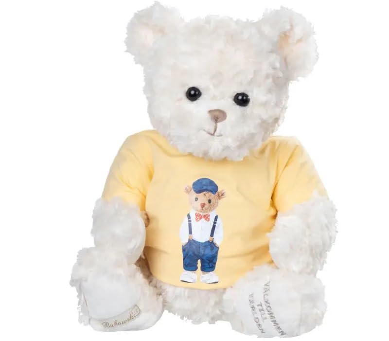 Bukowski Teddybär Anton Classy 50 cm mit T-Shirt weiß/gelb Plüschteddybär