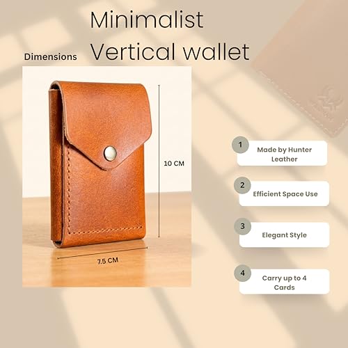 Image of WILDMAN Flip Genuine Leather Vertical Slim Wallet for Men and Women | Pull-String Quick Card Access | Compact Front Cash Pocket & Button Lock | Minimalist Travel & Daily Carry Wallet(TAN)