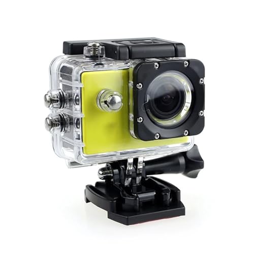 HVSYVVSRL Mini cámara de acción Pantalla 2 Pulgadas grabación vídeo Impermeable subacuática Deportiva Alta ResolucióN(Yellow)
