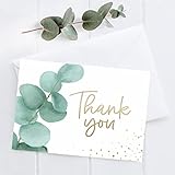 Thank You Cards with Envelopes | 48 Gold Foil Eucalyptus | Wedding, Bridal Shower, Baby Shower, Graduation, Small Business Thank You Notes 4x6 inches Blank Inside