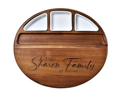 Shanik Large Acacia Wood Cheese Board &ndash; Premium Charcuterie Set with Knife Holder, Cutting Surface & Serving Tray for Parties, Weddings, Gifts