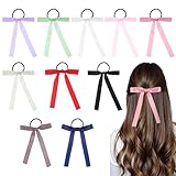 10 Pcs Bow Hair Ties, Silky Satin Elastics Hair Scrunchie, Ponytail Holder Accessories, Hair Ties with Bows, Hair Bows for Women(10 Colors)