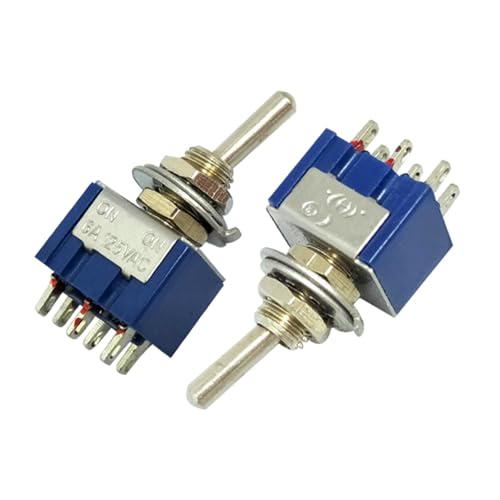ELCOKITEX Mini Toggle Switch 15Pcs ON-ON 3 6 erminals 2 Position 3P DPDT AC125V 6A /250V 2A MTS-103 Blue