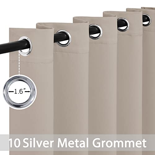 Yakamok Blackout Curtains Room Darkening Thermal Insulated Window Panels,Solid Grommet Top Drapes for Bedroom/Living Room(62Wx96L, Natural, 2 Panels)
