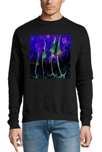 Pull en coton noir Dark Mushroom Trip Psychédélique Art pour un style graphique unique