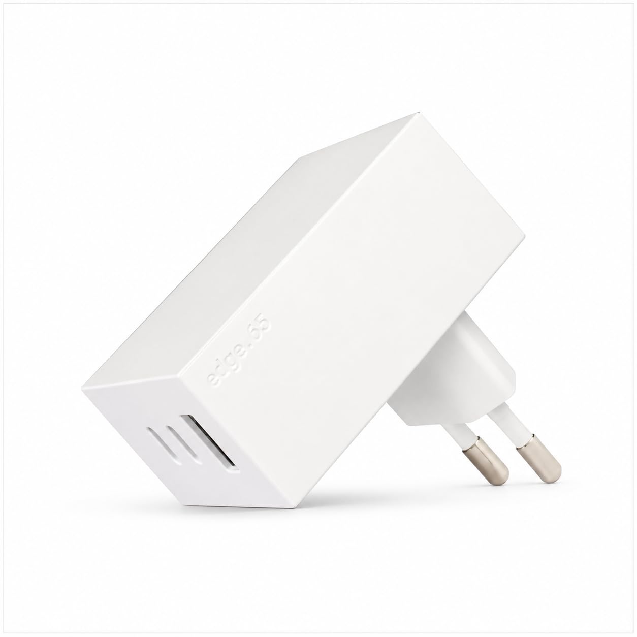 Reduct® Cargador USB Edge.65 de 65 W, cargador rápido, varios puertos USB (2 puertos USB-C + 1 USB-A), certificado y fabricado con los más altos estándares (blanco y blanco)