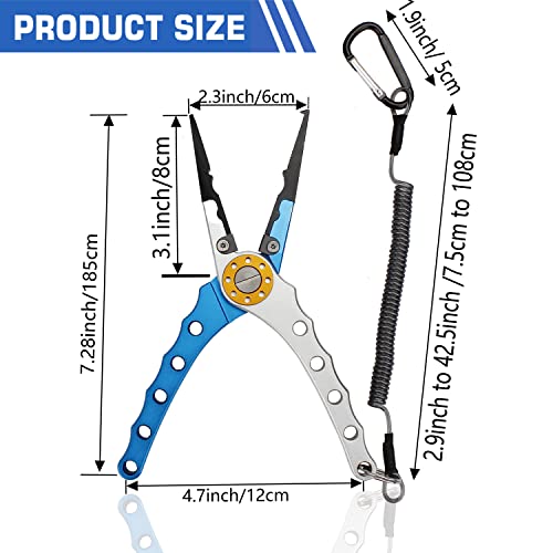 Cooltto 3Pc Fishing Premium Fishing Pliers, Stainless Steel Fish Lip Gripper, Aluminum Fishing Pliers With Sheath, Fish Hook Remover With Safety Coiled Lanyard #TOP1