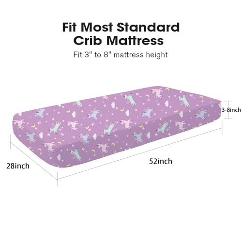 Image of Little Grape Land Crib Sheets 2 Pack for Boys and Girls, Baby Neutral Crib Fitted Sheets for Standard Crib & Toddler Mattress, Super Soft Breathable Fitted Crib Sheet Set