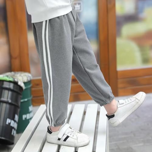 LFOXROG Calça de moletom infantil para meninos, de lã, quente, de lã, para corrida, atlética, casual