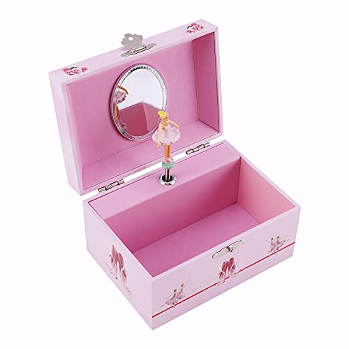 TAOPU Musical Jewelry Box with Spinning Figurines Music Box Jewel Storage Case Best Gift Toys for Girls (Light Pink Ballerina) - Image 4