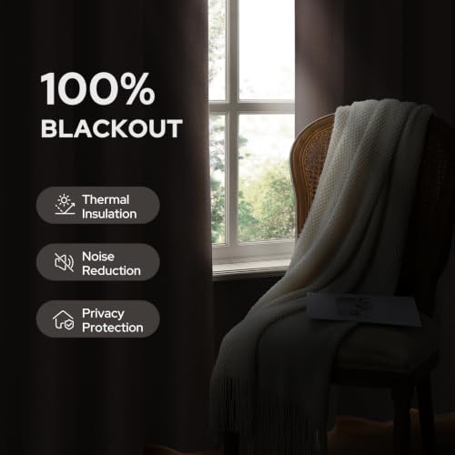 Image of HOMEIDEAS 100% Blackout Blush Pink Linen Curtains 52W x 84L 2 Panels | Faux Linen, Thermal Insulated, Blackout Grommet Window Drapes, for Bedroom, Living Preppy Room Decor, Nursery