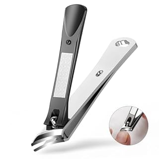 BALUCA Slanted Blade Ingrown Toenail Clippers for Thick Toenails, Angled Toe Nail Fingernail Cutter Trimmer for Seniors and Men - Black