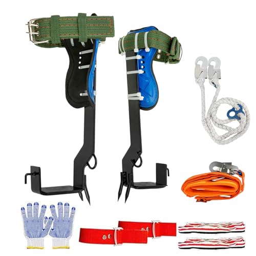 SanBouSi Set di attrezzature per arrampicata sugli alberi, attrezzi per arrampicata su albero, ramponi, tree climbing Spike, protezione anticaduta, corda Rescue Belt attrezzatura da arrampicata per