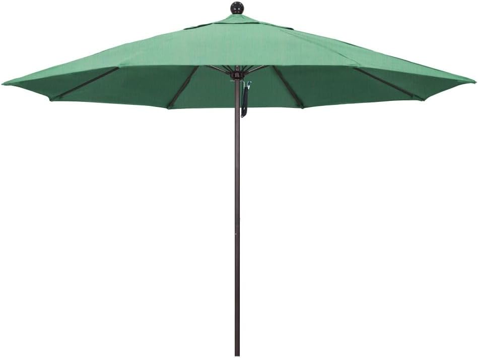 California Umbrella 11' Rd. Venture Series Contract Grade Patio Umbrella, Pulley Open, Bronze Finish, 4-year color-fastness Navy Blue Fabric