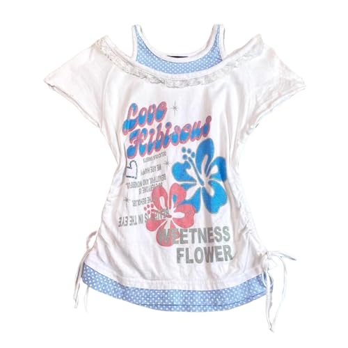Image of Kawaii Cutecore Harajuku Y2k 2000s Tops Summer Preppy Aesthetic Alt Goth Emo Short Sleeve Graphic Tees