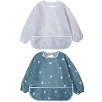 Little Dimsum Baberos Bebe Impermeables Con Mangas,Niños Niñas 6 Meses A 3 Años Edad