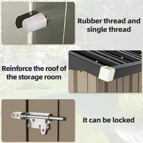 سقيفة تخزين خارجية من دبليو دبليو اي 5 × 3 قدم، سقيفة معدنية قابلة للقفل من الستيل مضادة للتاكل لتخزين ادوات المنزل والفناء الخلفي والحديقة (5 × 3 قدم)