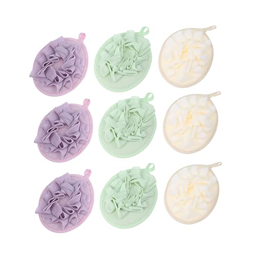 PartyKindom 9Pcs Soft Bath Ball Bath Bubble Net for Relaxing Showers Colors with Each Durable Bathing Accessory for Exfoliating and Cleansing Skin