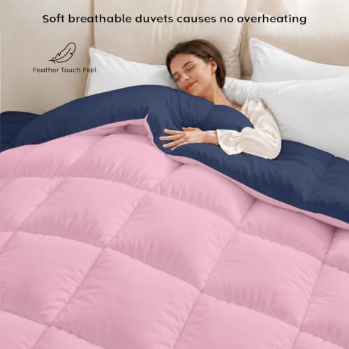 Image of AYKA Reversible Comforter 220 GSM Microfiber Reversible AC Comforter /Blanket for Winter /Quilt /Dohar /Duvets for King Size Blanket /Comforter Double Bed (Cameo & Navyblue, 60 * 90 inch)