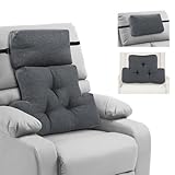 ROYALAY 2 Pcs Neck Pillow Lumbar Support for Recliner, Back Pillow for Chair with Adjustable Headrest Pillow, Back Rest Pillow for Office Chairs, Recliners,Sofa, Couch, Grey