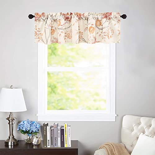 Leeva Linen Textured Rustic Floral Short Window Valance, 52 x 12, 1 Panel
