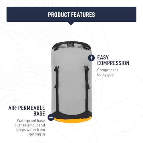 Image of Sea to Summit eVac Compression Dry Bag, Waterproof Compression Sack, 5 Liter, High Rise Grey