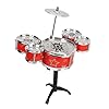 HUSHUI Toddler Jazz Drum Kit, 5 Drums 1 Cymbal 2 Drum Sticks ABS Material, with Easy Assembly for Kids Musical Education Hand Eye Coordination (Red) #3