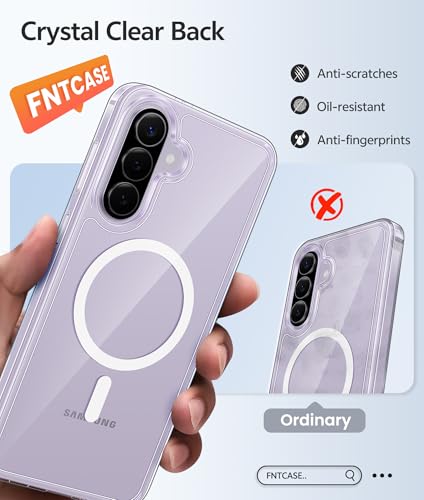 Image of FNTCASE for Galaxy A37 5G Phone Case: [Compatible with Magsafe] [Screen Protector] Anti Yellowing Transparent Clear Magnetic Phone Cover - Military Grade Shockproof Drop Proof Protective Cases - Clear