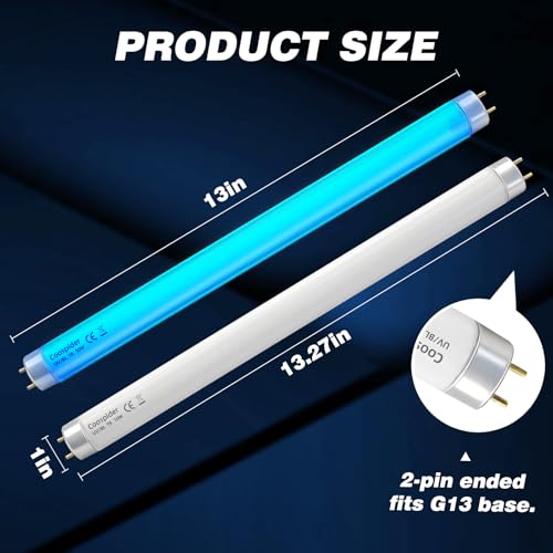 COOSPIDER T8 F10 U/V BL 10W Replacement Light Bulb, CFL Fluorescent Straight Tube Fluorescent Light for Home/Office, 13 Inch Light Tube for 20W Electric Zapper G13 Base, 10W 2PCS by COOSPIDER - Image 9