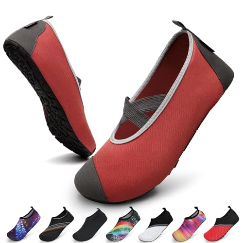 SAGUARO Scarpette Scoglio Uomo Donna Scarpe da Sport Acquatici Barefoot Scarpe da Piscina Spiaggia Canottaggio Mare Fiume Nuoto Surf Vela Calzini per Immersione, Mela Rossa, 46/47EU