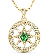 May Birthstone Necklace for Women - Compass Emerald Necklace, Jewelry Gift for Wife, Mom, Daughter
