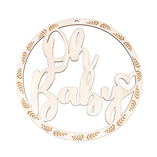 Fuceury Large Wooden Oh Baby Sign, 12 Inch Round Circle Wood Oh Baby Sign For Backdrop Backdrop Wall Photo Props, Baby Shower Decorations #TOP5