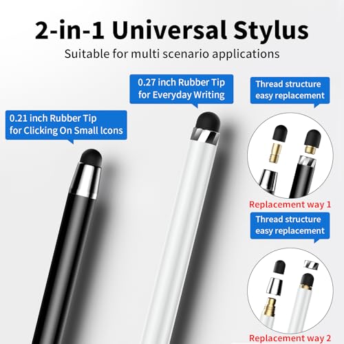 Image of 10 PCS Stylus,Stylus Pen for Touchscreen,Stylus 2-in-1 High Sensitivity & Precision Suitable for Touch Screens of iPhone /ipad /Android Tablets(10 Stylus Pen Withe /Black + 20 Tips)