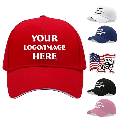 Custom Baseball Cap Customized Heat Transfer Add Your Own Photo Adjustable Custom Baseball Cap for Men Women Gifts Red