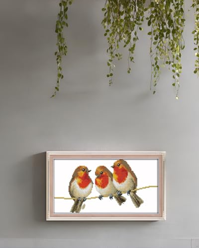 Image of CaptainCrafts Cross Stitch Kits Three Little Birds Stamped Cross Stitch Printed 14CT Fabric DIY Art Needlecrafts Embroidery Kit for Adults Beginner Stamped 14CT | Printed Fabric, Three Little Birds Cross Stitching, DIY Hand Embroidery, Relaxing Crafts, Home Decor