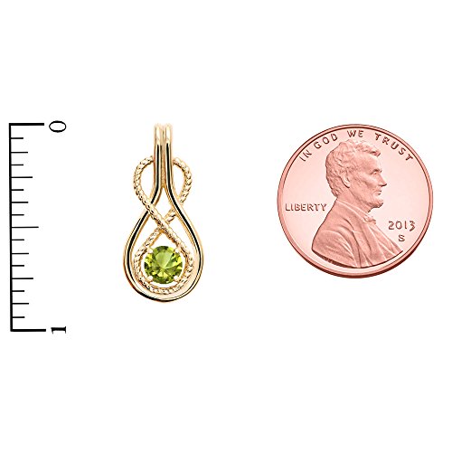 Infinity Rope August Birthstone Peridot 14k Yellow Gold Pendant Necklace2