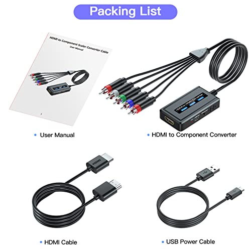 HDMI to Component Converter Cable with Scaler Function, 1080P HDMI to YPbPr Scaler Converter Supports 1080i HD Input for Old TVs by Bcrokory - Image 6