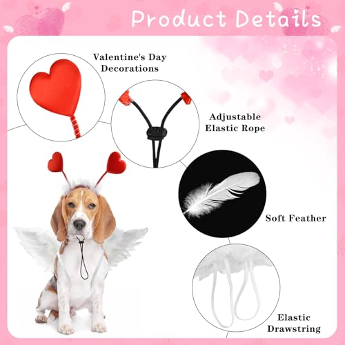 Shurung Adorable Heart-Throb Pup Valentine'S Day Costume Set With Feather Wing & Heart Headband Heart-Themed Dog Apparel Outfits Perfect For Medium To Big Dog Breeds thumb #2