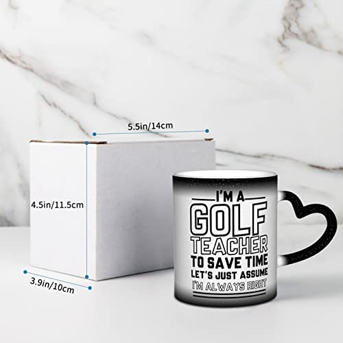 Taza de café divertida con refranes "I'm a Golf Teacher to Save Time Lets Just Assume I'm Always Right Sarcasmo, regalo para amigos, taza de oficina, taza de té de color negro - Imagen 6