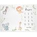 Lovable Gift Co Monthly Milestone Baby Blanket Personalized, Safari Animals