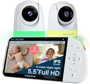Babysense Full HD Split-Screen Baby Monitor with 2 PTZ Camer