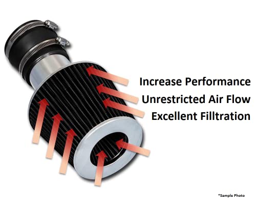 High Performance Parts Heat Shield Air Intake Kit & Black Filter Combo Compatible for 07-08 Silverado/Sierra 1500 4.8 5.3 6.0
