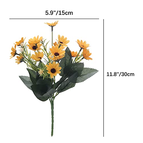 Joanwe 5 Bundles Yellw Flowers Artificial Fake Daisy Flowers For Home Decor And Outside Diy Garden Decor #TOP1
